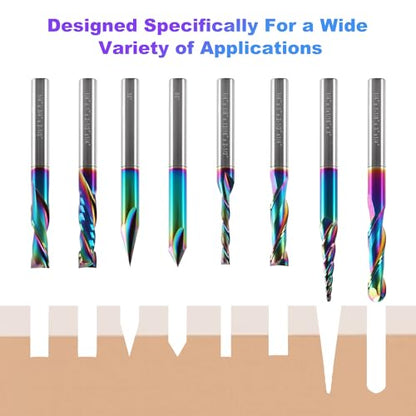 8 PCS CNC Router Bits Set 1/4 Inch Shank for Woodworking