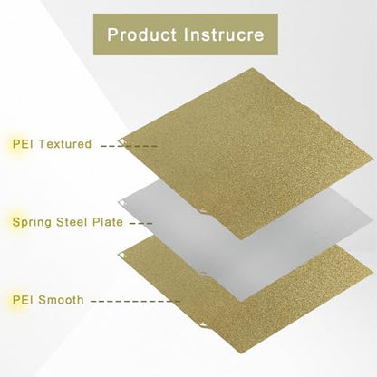 Textured PEI Build Plate for Centauri 260x271mm Double Sided Spring Steel Sheet Plate Upgrade Replacement Heated Bed Surface - color: Double side PEI, size: 260*271mm Centauri