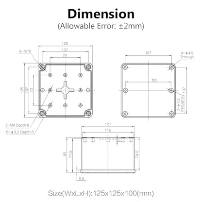 LeMotech Junction Box IP67 Waterproof Dustproof ABS Plastic Project Box for Electrical Outdoor Enclosure Gray 4.9 x 4.9 x 3.9 inch (125 x 125 x 100 mm),2 Pack - size: 4.9" x 4.9" x 3.9" (2pc)