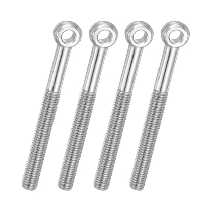 PATIKIL 4 Pcs M8x80mm Shoulder Swing Lifting Eye Bolt, 304 Stainless Steel Metric Half Tooth Thread Fisheye Eye Slip Hole Screw Rigging Bolt Metal Fasteners Screws, Silver Tone - size: M8x80mm