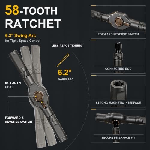 24 in 1 Magnetic Ratchet Screwdriver Set with Detachable T-Handle - color: Grey, size: 24 in 1