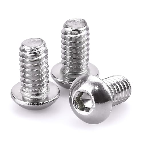 3/8-16 x 3/4" Button Head Socket Cap Bolts Screws, 304 Stainless Steel 18-8, Full Thread, Coarse Thread UNC, Allen Hex Drive, 10 PCS - size: 3/8-16 x 3/4"