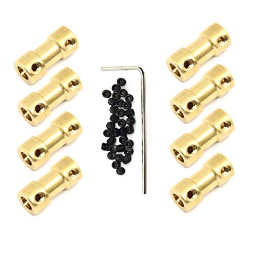 8 Pcs 3mm to 5mm Brass Connector Copper DIY Motor Flexible Shaft Coupling Joint Connector with Screws for Small Motor (3mm to 5mm) - size: 3mm to 5mm