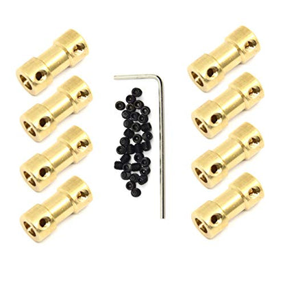 8pcs Brass Shaft Coupling Joint Connector with Screws for Small Motor (5mm) - size: 5mm to 5mm