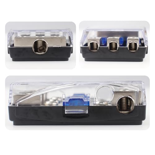 ZOOKOTO 3 Way Zinc Alloy AFS Distribution Block with 60A Mini ANL Fuse for Car Audio Fuse Holder (1X0GA+2X4GA IN,3X4/8GA OUT) - size: 3 Way 60A