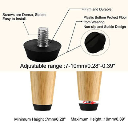 uxcell M6 x 10 x 20mm Furniture Glide Leveling Feet Adjustable Leveler Floor Protector for Chair Sofa Leg 10 Pack