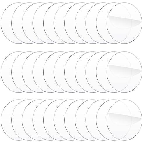 Yalikop 60 Pieces Clear Acrylic Circles 4 Inch Blank Transparent Acrylic Disc Blank Round Circle Plastic Disc Sheet for Wedding Vinyl Project Painting DIY Craft Holiday Ornament