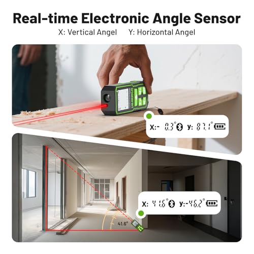 Huepar 200Ft Bluetooth Laser Measuring Tool S60-BT, APP Control, Rechargeable USB-C Laser Distance Meter, ±1/16" High Accuracy, Angle Sensor, IP54, for Distance/Area/Volume, Gifts for Men - size: 200Ft-Standard