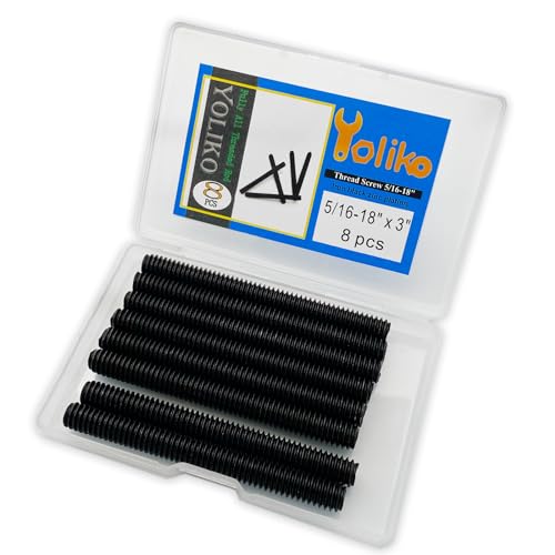 8pcs Black Zinc Fully All Threaded Rod Carbon Steel Long Thread Screw 5/16x3 for Furniture Garden Railing Mounting Assembly Fastening Steel Frame Connection Full Thread Rod for Furniture - size: Black-Zinc 5/16x3 Inch-8P