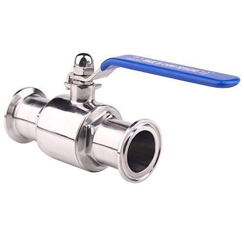 DERNORD 1.5" Tri-Clamp Ball Valve Stainless Steel 304,PTFE Lined. (1.5 inchTube OD) - size: 1.5 inch Tube OD