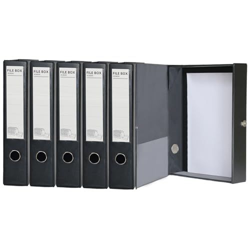6 Pack Foldable A4 Box Files,Plastic Archive Folders（Black） - color: black, size: without clip