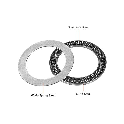 uxcell AXK5070 Needle Roller Thrust Bearings with 2 Washers, 50mm Inner Diameter, 70mm OD 3mm Width Chrome Steel - size: 50x70x3mm