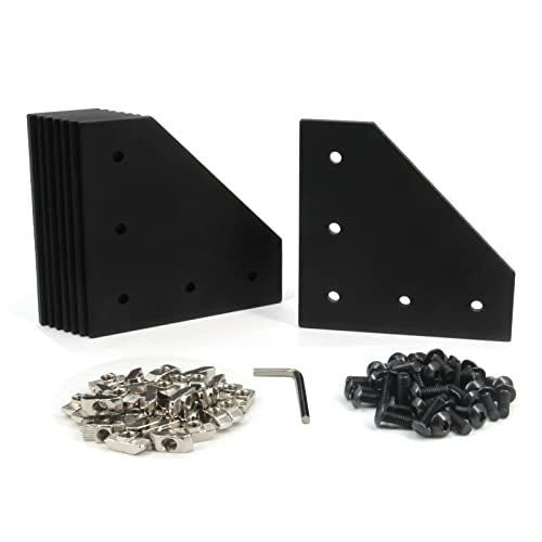 8PCS Corner Bracket Plate Outside Joining Plate for 4040 Series Aluminum Profile 3D Printer Frame (L-Black-4040) - style: L-Black-4040