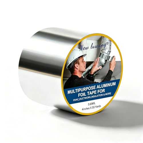 Aluminum Foil Tape, 4 in x 55 yd Heavy Duty Silver HVAC Tape - size: 4 Inch x 55 Yards