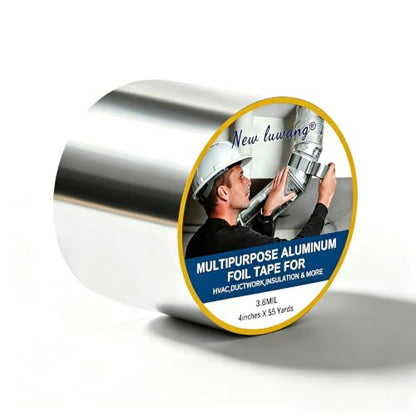 Aluminum Foil Tape, 4 in x 55 yd Heavy Duty Silver HVAC Tape - size: 4 Inch x 55 Yards