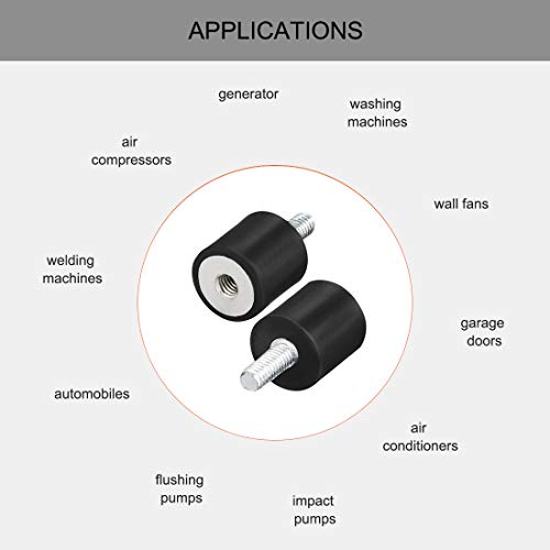 uxcell M4 Thread Male Female Rubber Mounts,Vibration Isolators,Shock Absorber 13mm x 13mm Black 8pcs - size: M4x13mmx13mm
