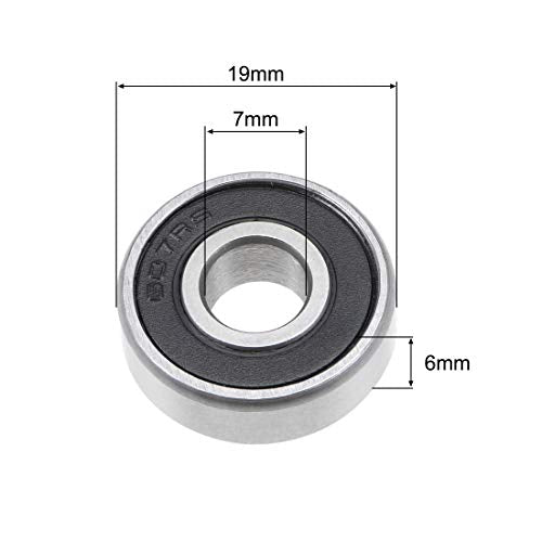 uxcell 607-2RS Deep Groove Ball Bearing 7x19x6mm Double Sealed ABEC-3 Bearings 5-Pack - size: 7mmx19mmx6mm