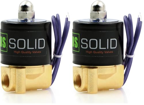 U.S. Solid 1/4" Brass Electric Solenoid Valve - 12V DC, VITON Gasket, Direct Acting, Normally Closed for Air, Gas, Fuel Applications (Pack of 2) - size: 0.25 Inch (Pack of 2)