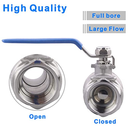 DERNORD 2 Pack Full Port Ball Valve 3/4 Inch - Male x Female Stainless Steel 304 Heavy Duty for Water, Oil, and Gas, 1000WOG - size: 3/4 Inch NPT, style: Pack of 2