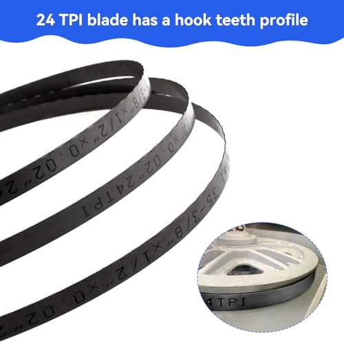 35-3/8 Inch Bandsaw Blade 24 TPI for Milwaukee 48-39-0539 Portable Band Saw Blade, 35-3/8" x 1/2" x .020" 24 TPI Compact Band Saw Blade, 3 Pack - size: 35-3/8" x 1/2" x .020", 24 TPI, 3 Pack