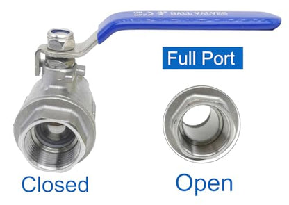 Full Port Ball Valve 3/4" NPT Heavy Duty Stainless Steel 304 For Water,Oil and Gas with Blue Handles（1000WOG） - size: 3/4"NPT, style: pack of 1