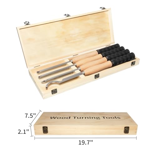 Full Size Carbide Tipped Wood Lathe Turning Tool Set with Rubber Handle