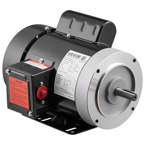 VEVOR 0.5 HP Electric Motor, 1725RPM Air Compressor Motor, CW/CCW Rotation, 5/8 inch Shaft Diameter, 1.88inch Shaft Length, 2.07N.m Torque, Single-Phase, TEFC Cooling, 115V/230V, 56 Frame - size: 0.5 HP Single Phase-1.88 in Shaft Length