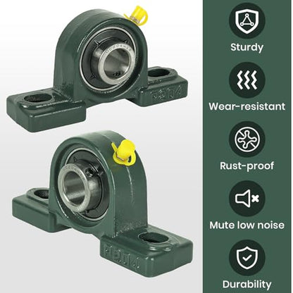 AR-PRO 2-Pack UCP204-12 Mounted Pillow Block Ball Bearing - Bearing Steel Bearings 3/4" Bore with Solid Cast Iron Base - Self Alignment - size: UCP204-12