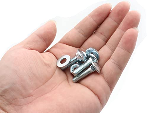 LBY 15 Sets Carriage Bolts Screws Assortment Kit, 1/4-20 x 1'' Round Head Square Neck Bolts (with Hex Nuts and Flat Washers), Carbon Steel (Zinc Plated), Silvery - size: 1/4-20 x 1"