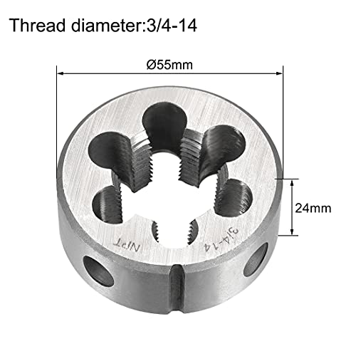 uxcell 3/4"-14 NPT Round Die, Machine Thread Right Hand Threading Die, High Speed Steel (HSS) Screw Thread Cutting Die - size: 3/4"-14 NPT