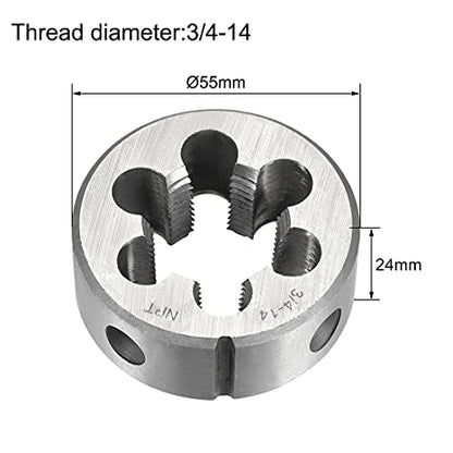 uxcell 3/4"-14 NPT Round Die, Machine Thread Right Hand Threading Die, High Speed Steel (HSS) Screw Thread Cutting Die - size: 3/4"-14 NPT
