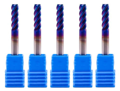 4 Flute Tungsten Carbide Square End Mill(5Pcs, 3/16"), TiAlsiN Nano Coated