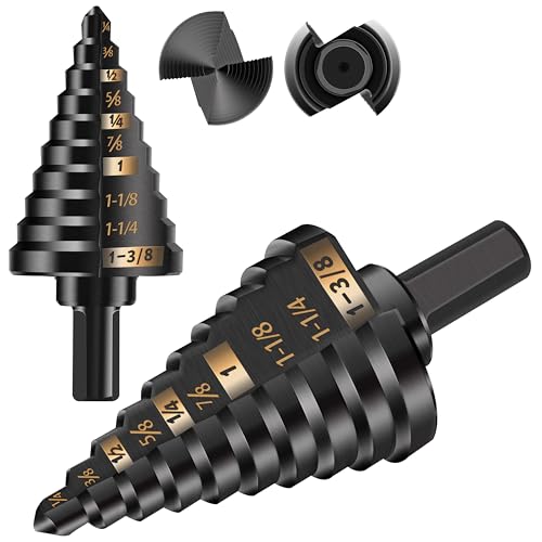 KSEIBI #5 HSS Step Drill Bit Set 1/4-1 3/8" with 3/8 Shank - Black Oxide Finish for Metal, Wood, Plastic Drilling - Durable, Precision Multi-Sized Bits with 3-Flat Shank 575055 - size: #5 (1/4-1 3/8 inch)