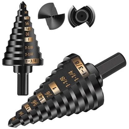 KSEIBI #5 HSS Step Drill Bit Set 1/4-1 3/8" with 3/8 Shank - Black Oxide Finish for Metal, Wood, Plastic Drilling - Durable, Precision Multi-Sized Bits with 3-Flat Shank 575055 - size: #5 (1/4-1 3/8 inch)