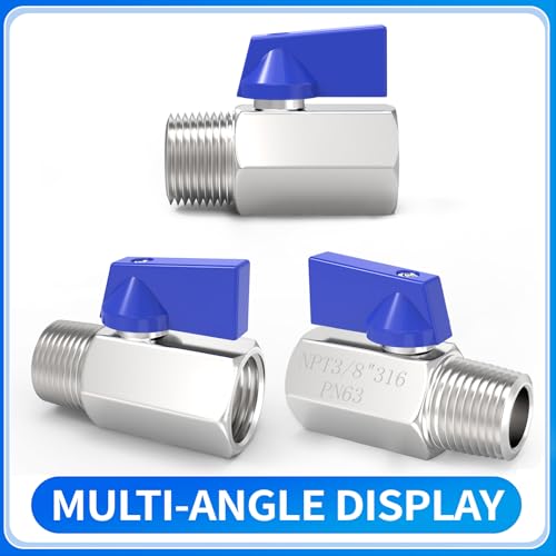 ChillWaves 316 Stainless Steel Mini Ball Valve, Shut Off Switch Ball Valve 3/8" NPT Male x 3/8" NPT Female Thread Pipe Fitting(2-PACK) - size: 3/8" NPT