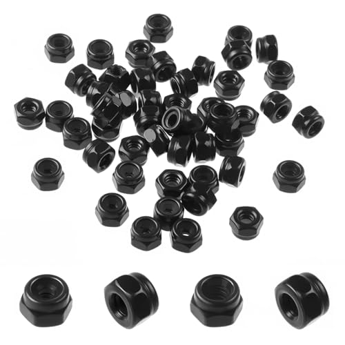 100Pcs M6 x 1.0mm Carbon Steel Hex Lock Nuts, Nylon Insert Self-Locking Nut - size: M6x1