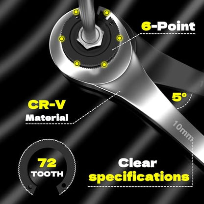 KJE 6PCS Metric 10-17mm Ratcheting Flare Nut Wrench, Brake Line Wrench Set, Ratcheting open end Tubing Wrench Set, 72-Tooth, CR-V, for Nuts on Fuel, Brake or Air Conditioning Lines, Gifts for Men - size: 6PCS 10-17mm Ratcheting