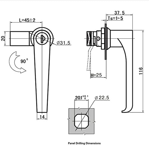 HEVSTIL Stainless Steel Handle Lock, Power Cabinet Door Lock, Outdoor Switch Cabinet Power Distribution Cabinet Lock