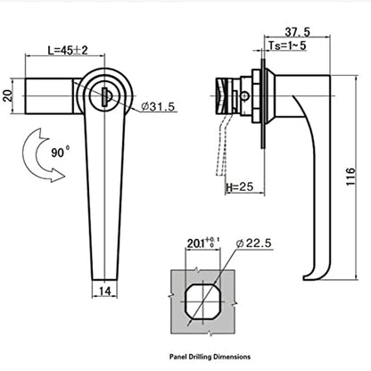 HEVSTIL Stainless Steel Handle Lock, Power Cabinet Door Lock, Outdoor Switch Cabinet Power Distribution Cabinet Lock