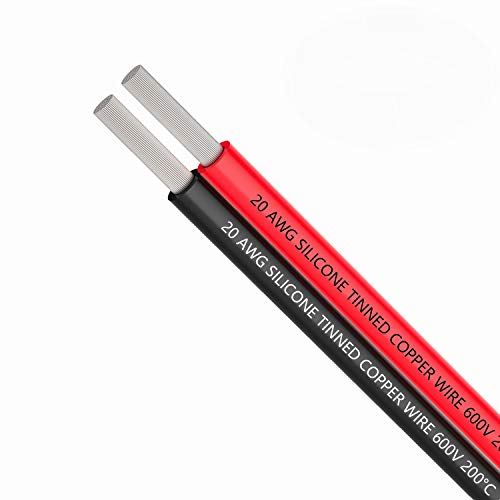 TUOFENG 20 AWG Silicone Wire 30ft 2 Conductor Parallel Hook Up Cable - size: 20 awg 2 parallel lines 15ft