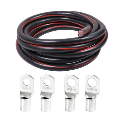 2 Gauge Battery Welding Cable, Black, 2 Feet - color: Black, size: 2 Feet Each w/o Cable Sleeve