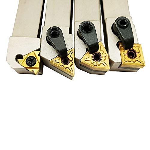 5/8'' inch CNC Lathe Indexable Turning Tool Holder with Nickel Plated,CNC Heavy-Duty Metal Lathe Bit Set with Tin Coated Carbide Turning Inserts WNMG431 CNMG431 TNMG331 16ER AG60