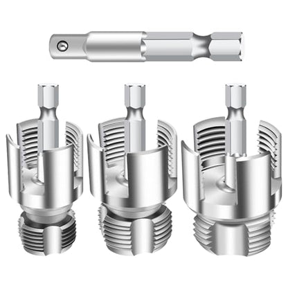 3Pcs Internal & External Pipe Threading Tool Set, 1/2" 3/4" 1" PVC Plastic Pipe Threader Kit, Electric Drill Compatible Thread Cutting Tool for Plumbing Repair & Household DIY Projects