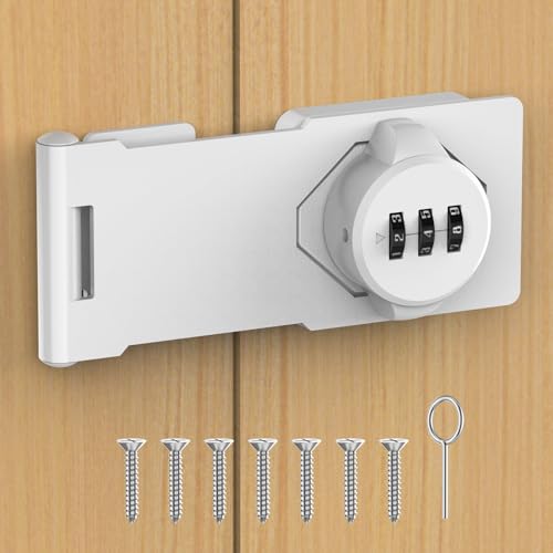 Cabinet Locks with Combination, Hasp Locks, White - color: White