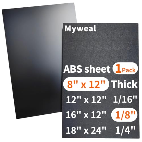 Black ABS Plastic Sheet 1/8 Inch Thick 8" x 12" (1-Pack) Textured & Smooth - size: 8" x 12", 1/8" Thick