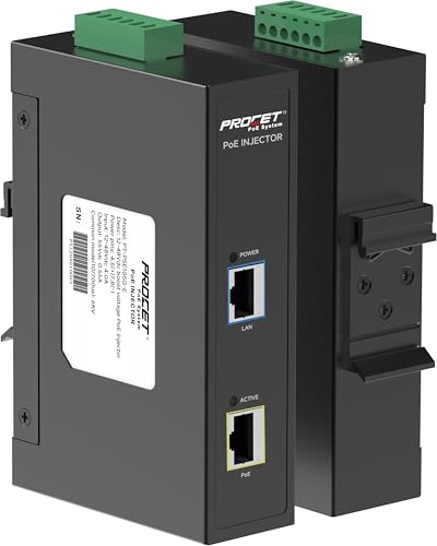 PROCET Gigabit PoE Injector DIN Rail 30W PoE+ Power Adapter, 6KV Surge Protection, -40℉ to 149℉ for for Wireless Access Point, mmWave Bridge, PTZ/IR/AI Camera, Small Cell, Smart Factory - color: LAN, size: 30W
