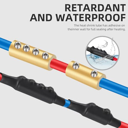 10PCS 6 8 10AWG Gauge Wire Butt Connector 2&4Nut Splice Kit Brass - color: 6AWG-80Amp-2&4Nuts, size: 10