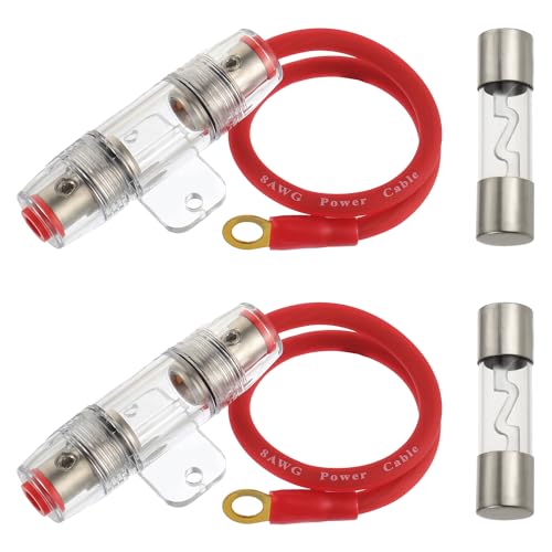 BOJACK 8 Gauge AWG 1ft Power Wire with 30 Amp AGU Fuse Holder 30A（Pack of 2） - size: 30A