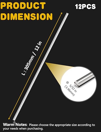 12Pcs 5/32 x 12in 304 Stainless Steel Rod, Metal Shaft - color: 12, size: 5/32x12in