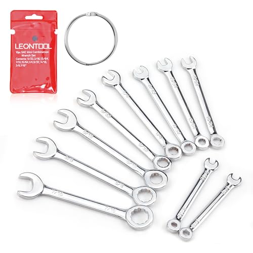 Mini Wrench Set Sae 10 Pcs 5/32" To 7/16" Standard Combination Ignition Wrench Set Small Open End and Box End Spanner with Key Ring for Automotive Technicians and Industrial Users - style: SAE